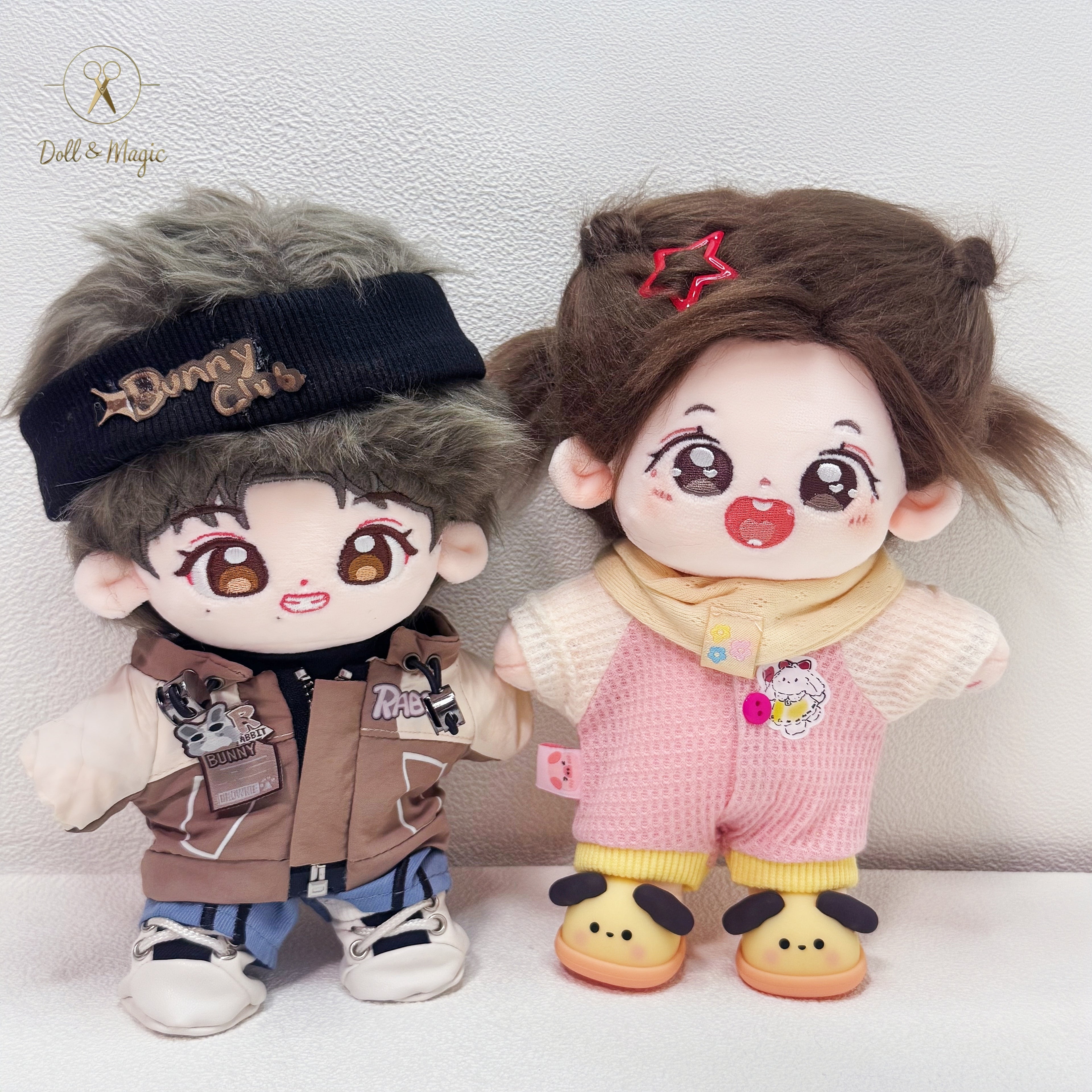 (No Doll)20cm Plush Doll Clothes 3PCS Set – Kawaii Casual Outfit for Stuffed Animal, DIY Dress Up Costume with Accessories