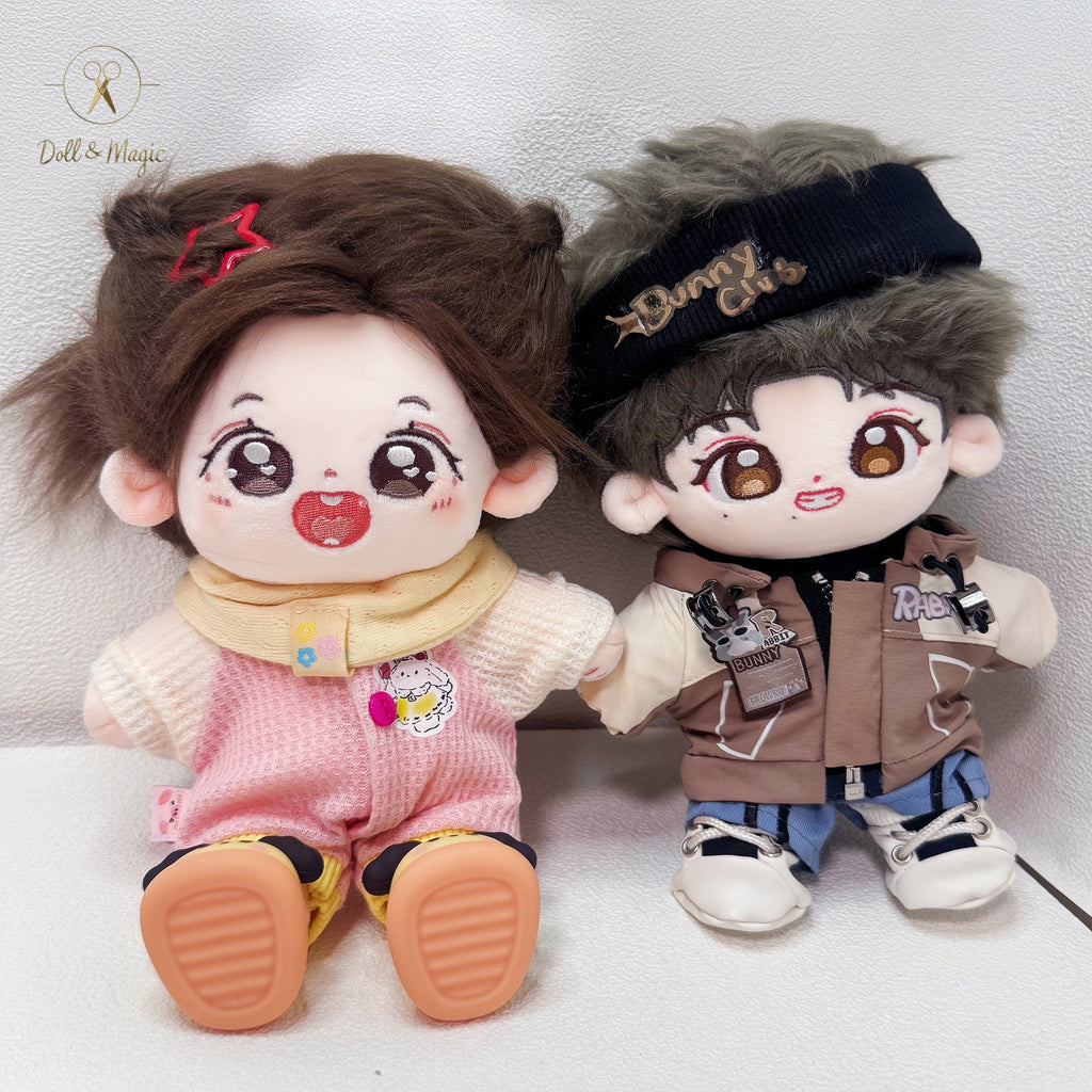 (No Doll)20cm Plush Doll Clothes 3PCS Set – Kawaii Casual Outfit for Stuffed Animal, DIY Dress Up Costume with Accessories