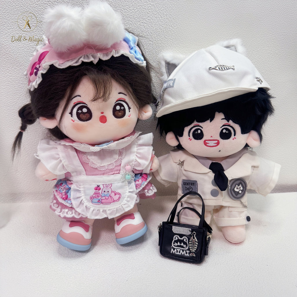 (No Doll)20cm Plush Doll Clothes 6PCS Set – Kawaii Casual Outfit for Stuffed Animal, DIY Dress Up Costume with Accessories