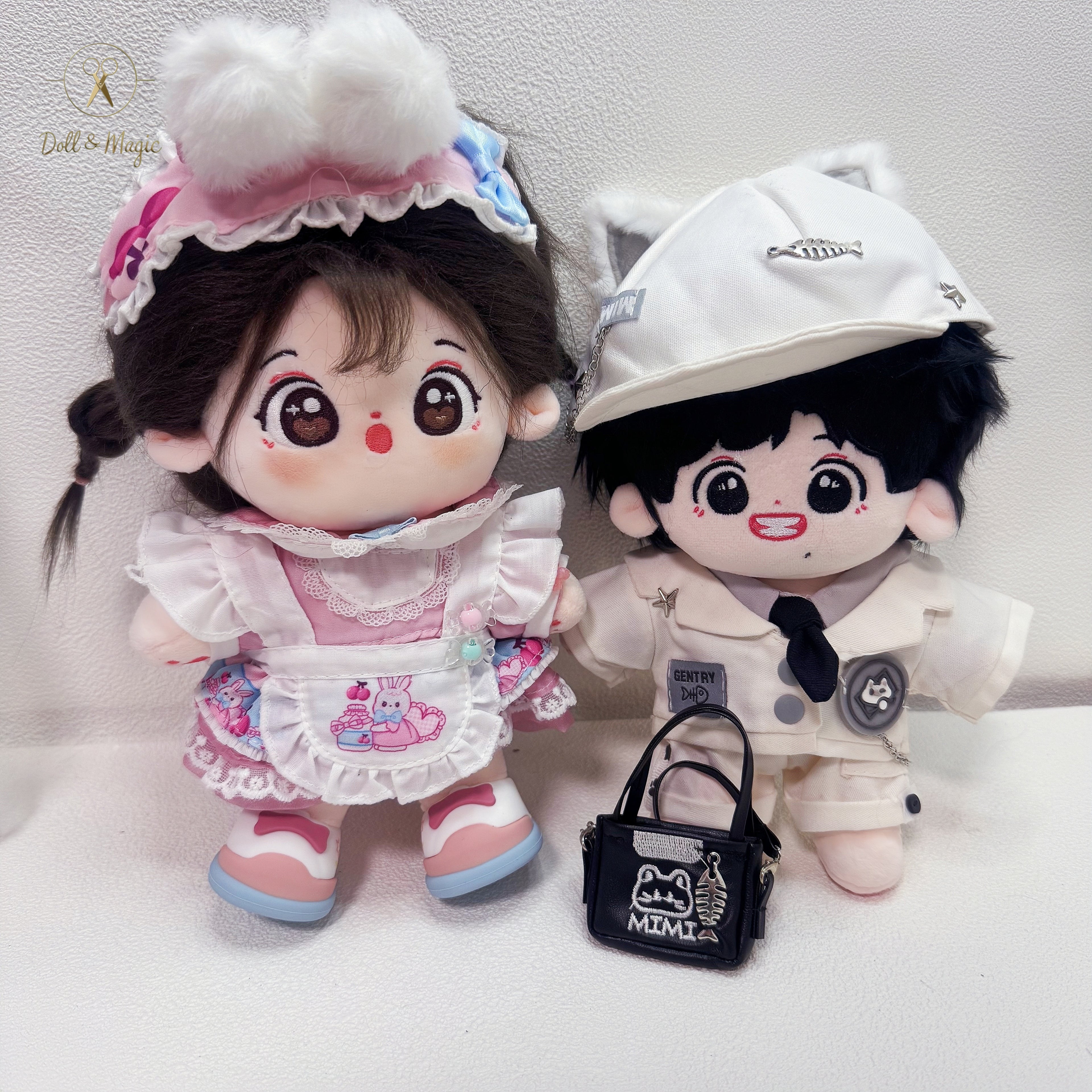 (No Doll)20cm Plush Doll Clothes 6PCS Set – Kawaii Casual Outfit for Stuffed Animal, DIY Dress Up Costume with Accessories