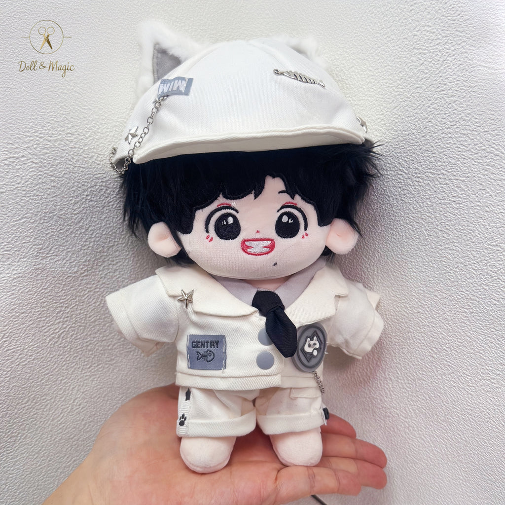 (No Doll)20cm Plush Doll Clothes 6PCS Set – Kawaii Casual Outfit for Stuffed Animal, DIY Dress Up Costume with Accessories