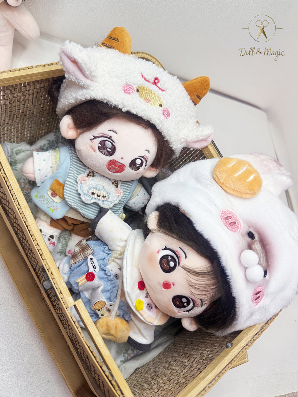 (No Doll)20cm Plush Doll Clothes 6PCS Set – Kawaii Casual Outfit for Stuffed Animal, DIY Dress Up Costume with Accessories