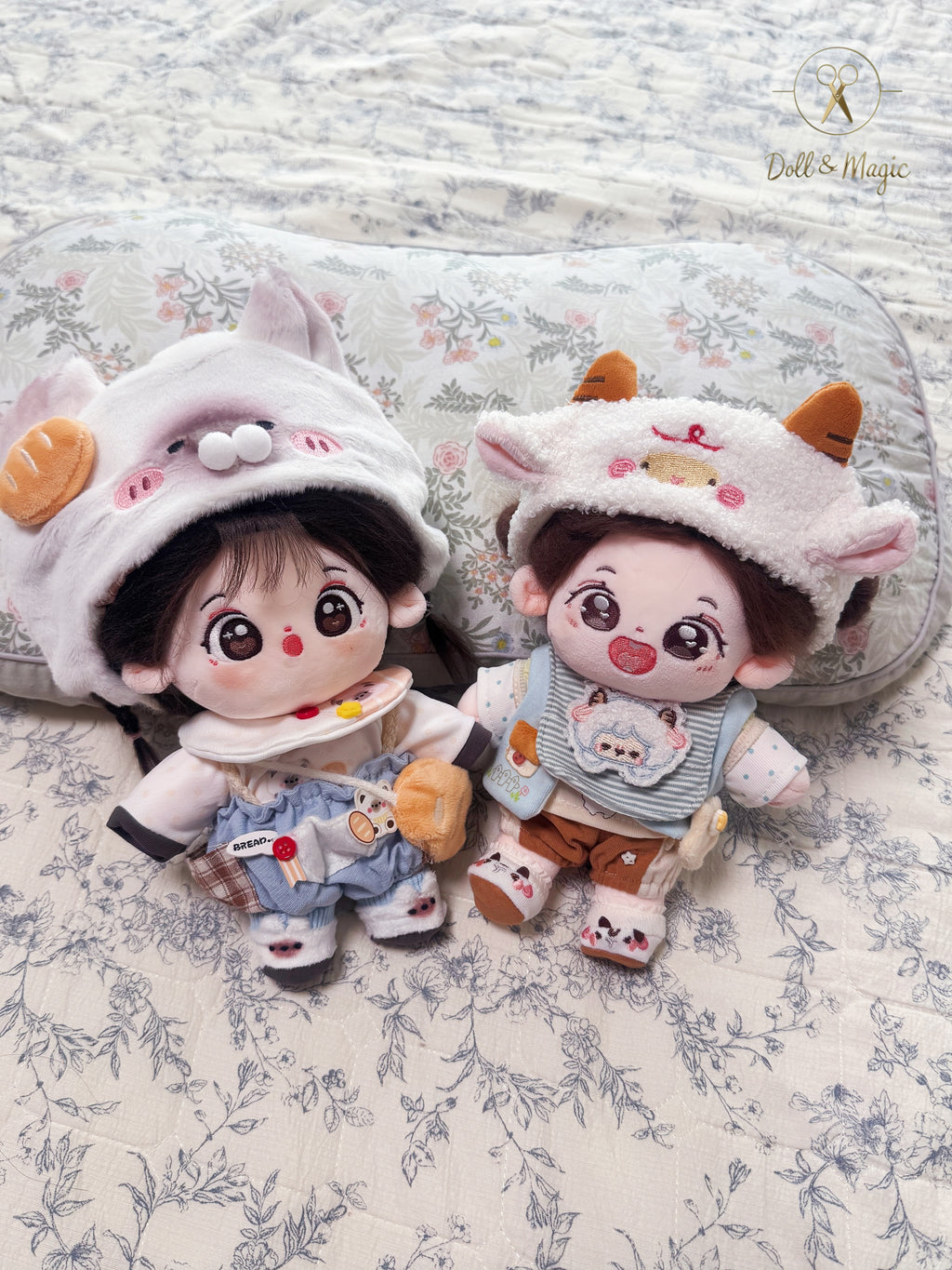 (No Doll)20cm Plush Doll Clothes 6PCS Set – Kawaii Casual Outfit for Stuffed Animal, DIY Dress Up Costume with Accessories