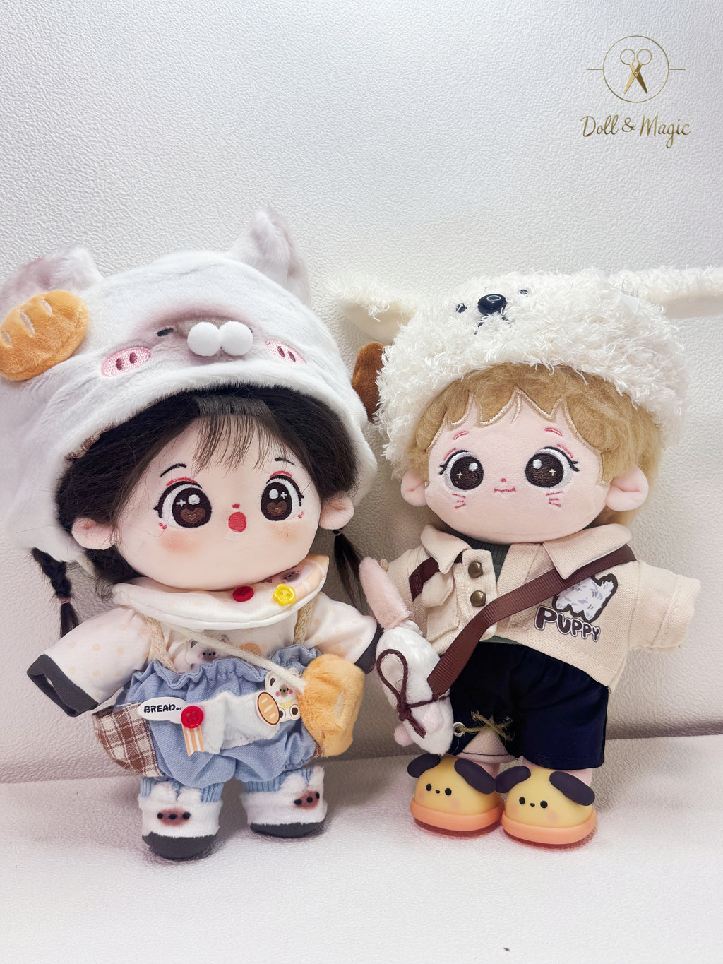 Fluffy Sheep 20cm Doll Outfit  5PCS Set – Kawaii Casual Outfit with Accessories, Perfect Gift for Plush Doll Lovers (No Doll)