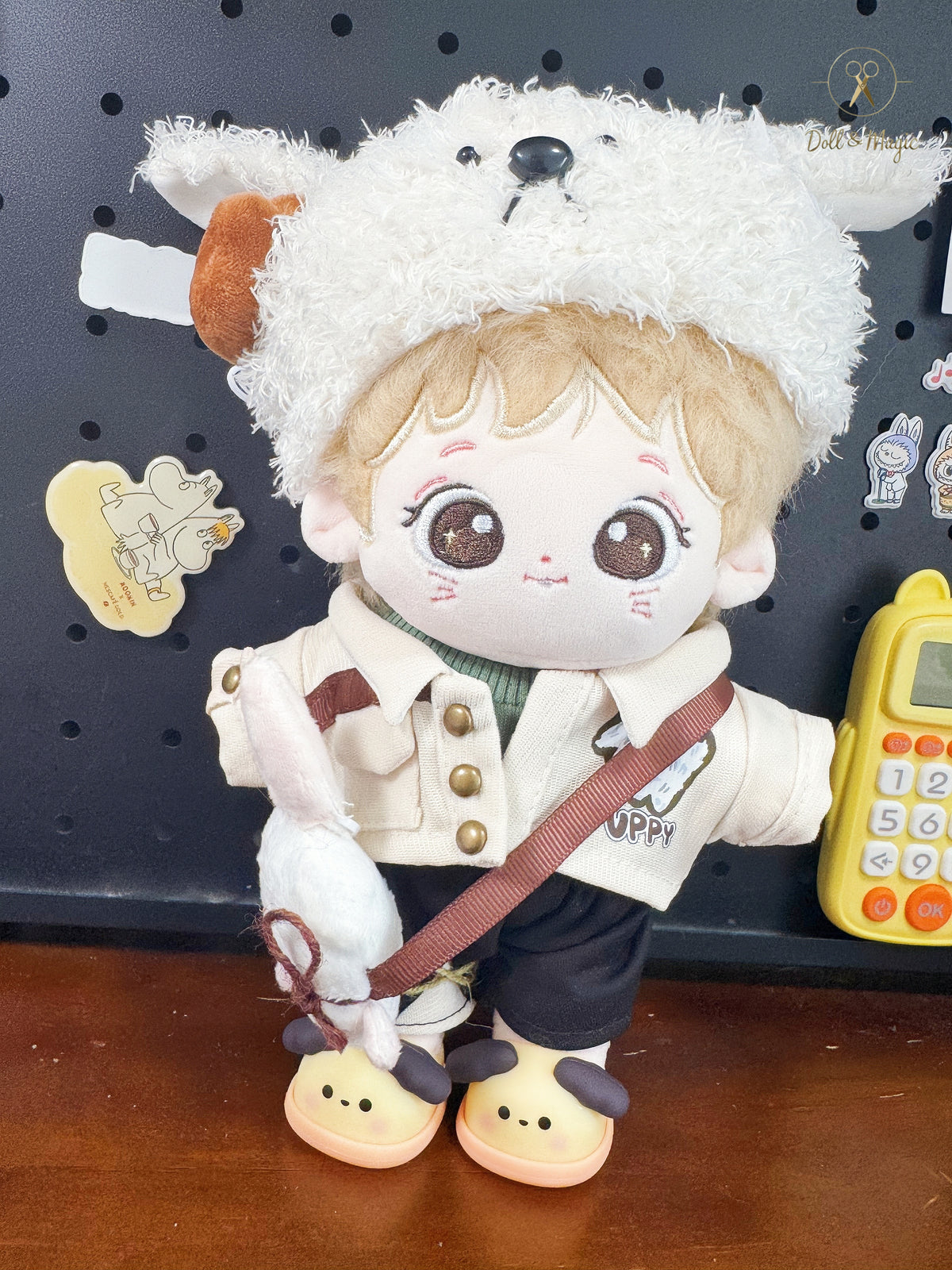 Fluffy Sheep 20cm Doll Outfit  5PCS Set – Kawaii Casual Outfit with Accessories, Perfect Gift for Plush Doll Lovers (No Doll)