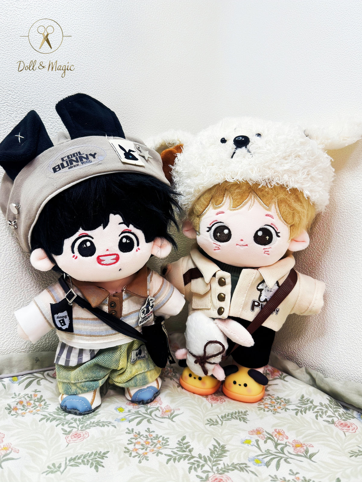 Peachy Bunny 20cm Doll Outfit  5PCS Set – Kawaii Casual Outfit with Accessories, Perfect Gift for Plush Doll Lovers (No Doll)