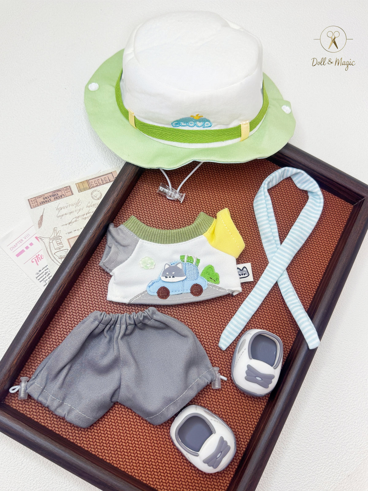Little Wolf Forest 20cm Doll Outfit  6PCS Set – Kawaii Casual Outfit with Accessories, Perfect Gift for Plush Doll Lovers (No Doll)