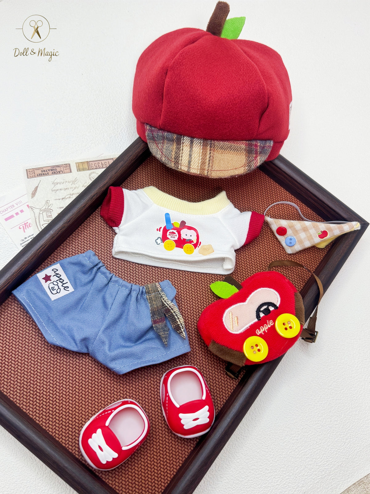 Little Piggy’s Truck 20cm Doll Outfit  6PCS Set – Kawaii Casual Outfit with Accessories, Perfect Gift for Plush Doll Lovers (No Doll)