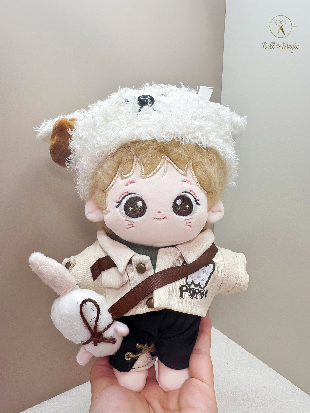 Fluffy Sheep 20cm Doll Outfit  5PCS Set – Kawaii Casual Outfit with Accessories, Perfect Gift for Plush Doll Lovers (No Doll)
