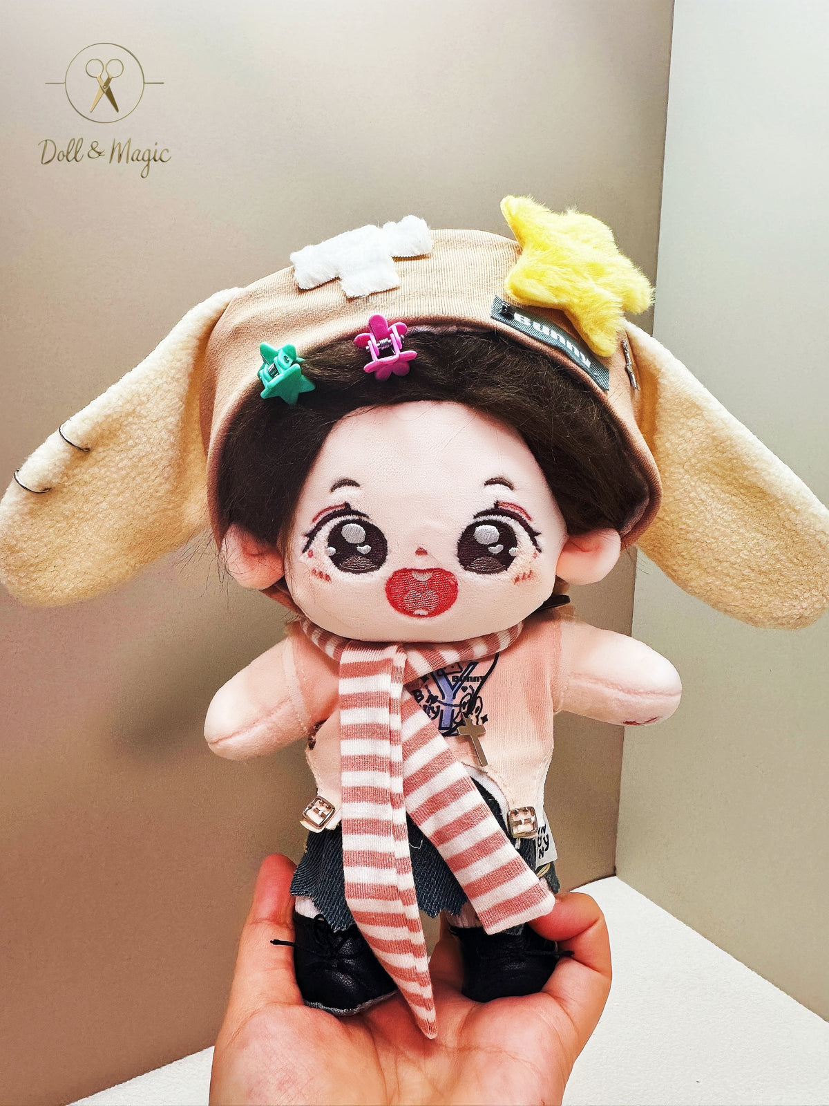Peachy Bunny 20cm Doll Outfit  5PCS Set – Kawaii Casual Outfit with Accessories, Perfect Gift for Plush Doll Lovers (No Doll)