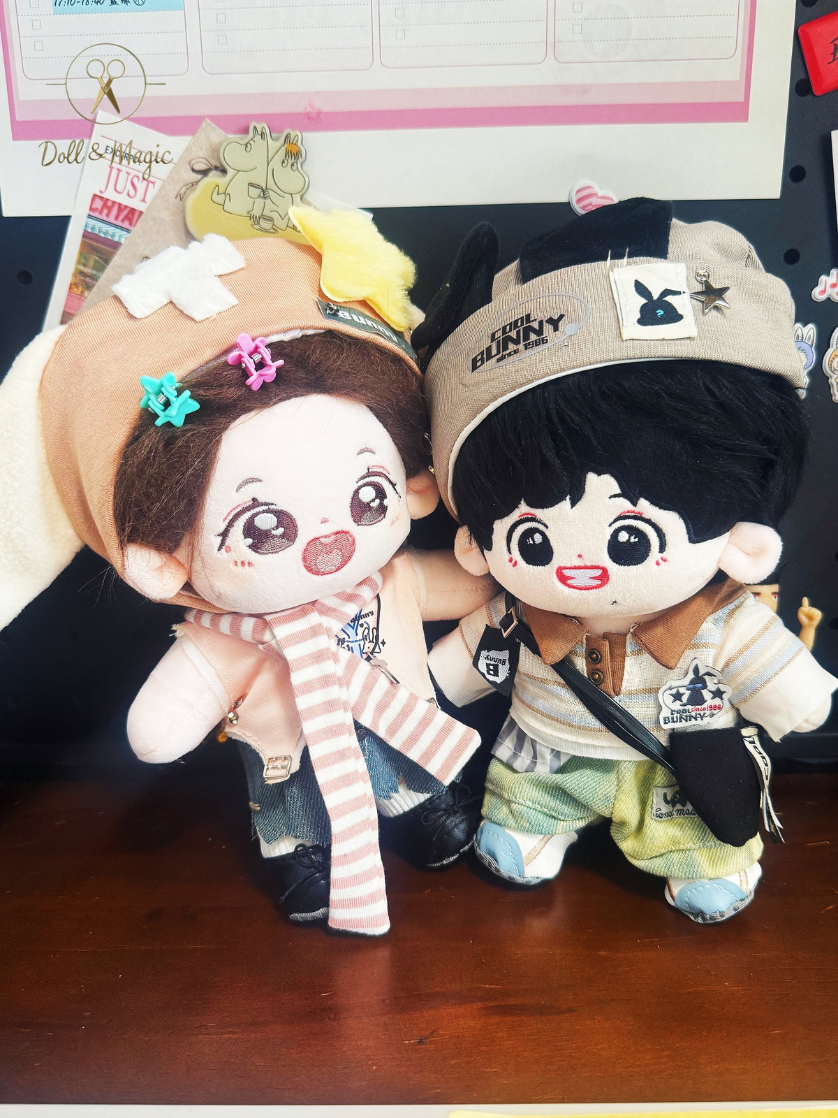 Peachy Bunny 20cm Doll Outfit  5PCS Set – Kawaii Casual Outfit with Accessories, Perfect Gift for Plush Doll Lovers (No Doll)