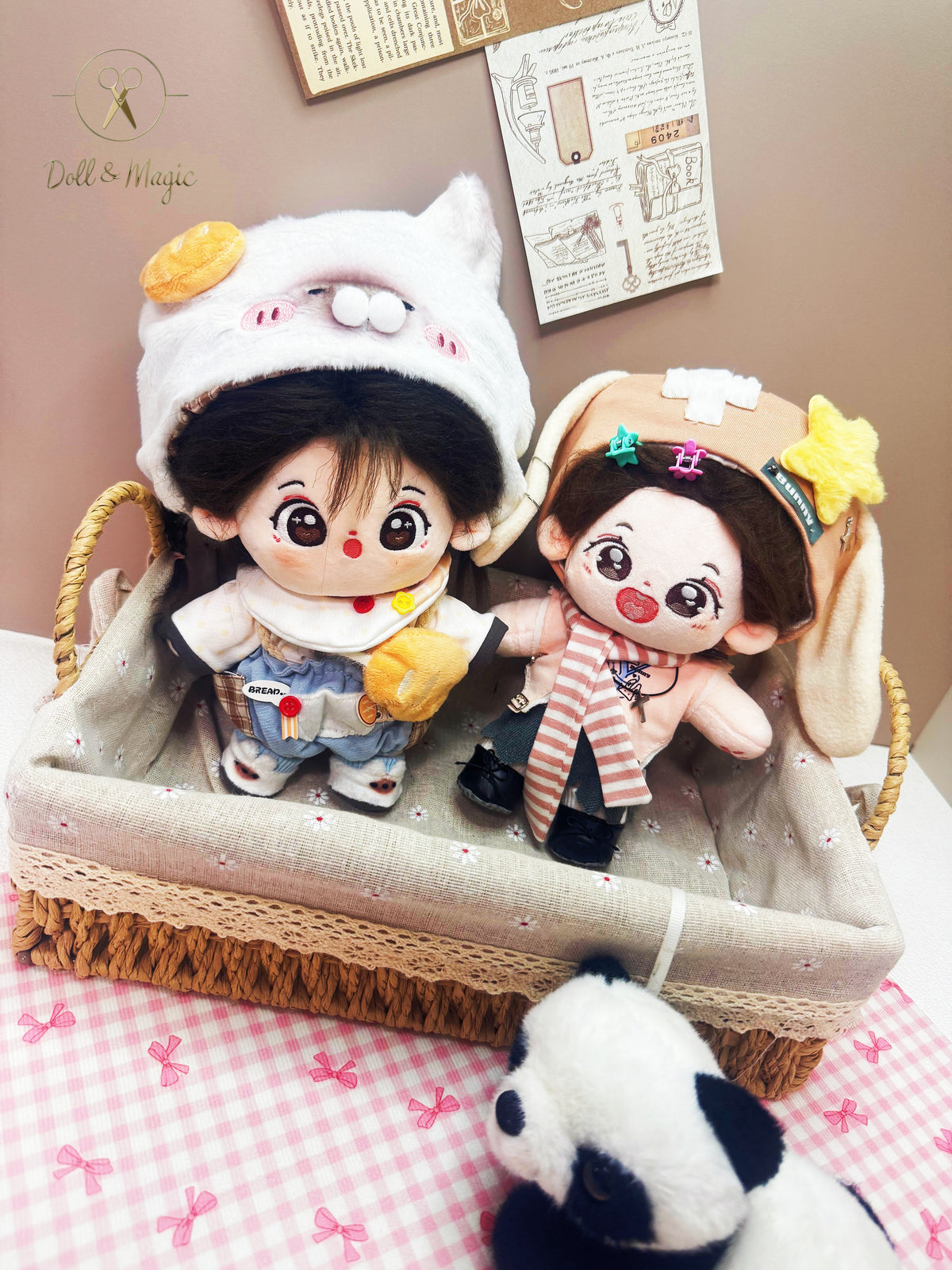 Peachy Bunny 20cm Doll Outfit  5PCS Set – Kawaii Casual Outfit with Accessories, Perfect Gift for Plush Doll Lovers (No Doll)