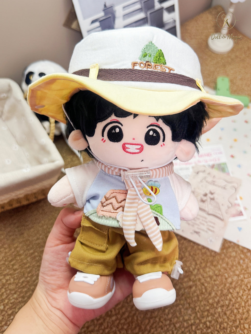Little Beer Forest 20cm Doll Outfit  6PCS Set – Kawaii Casual Outfit with Accessories, Perfect Gift for Plush Doll Lovers (No Doll)