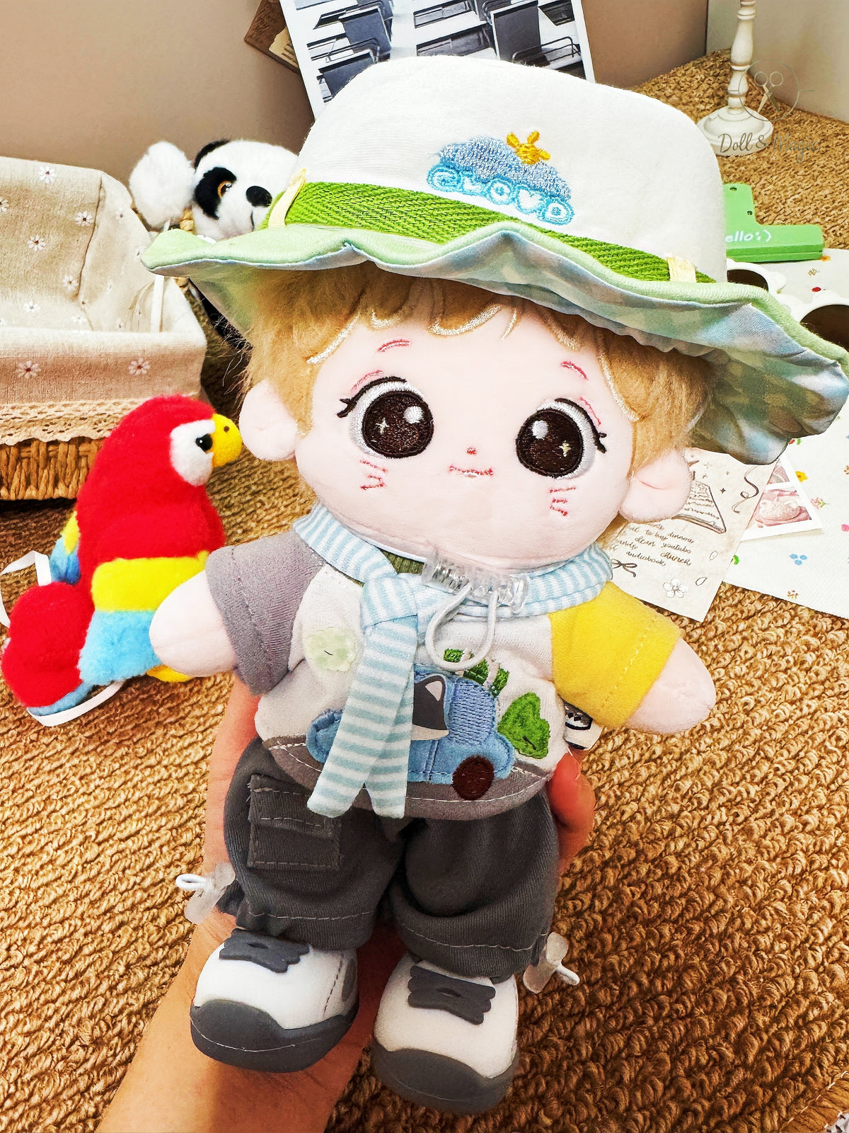 Little Wolf Forest 20cm Doll Outfit  6PCS Set – Kawaii Casual Outfit with Accessories, Perfect Gift for Plush Doll Lovers (No Doll)