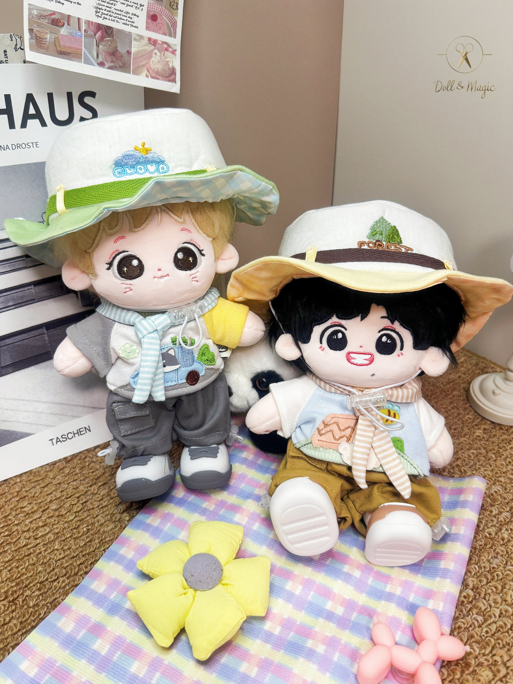 Little Beer Forest 20cm Doll Outfit  6PCS Set – Kawaii Casual Outfit with Accessories, Perfect Gift for Plush Doll Lovers (No Doll)