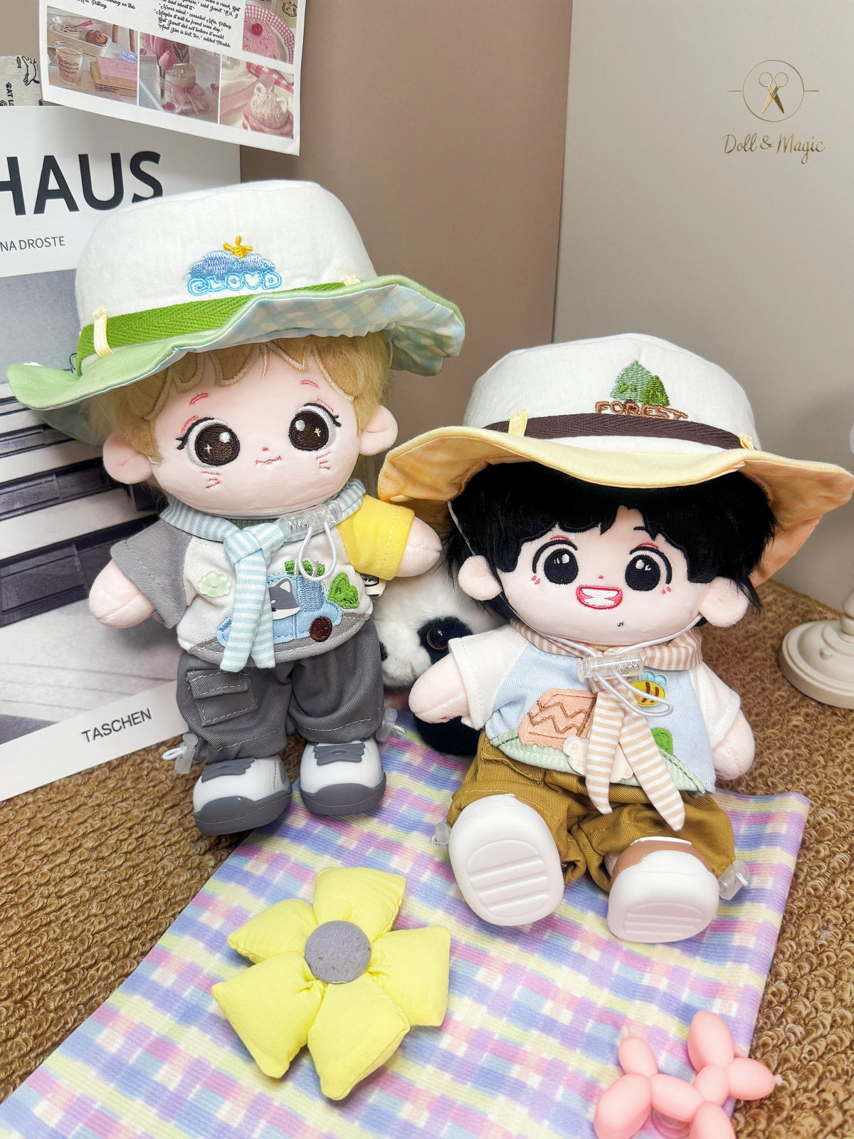 Little Wolf Forest 20cm Doll Outfit  6PCS Set – Kawaii Casual Outfit with Accessories, Perfect Gift for Plush Doll Lovers (No Doll)