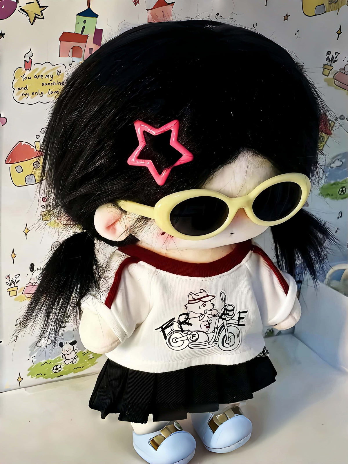 Y2K Retro Oval Cat-Eye Doll Shades | Trendy Sunglasses for 20cm Cotton Dolls