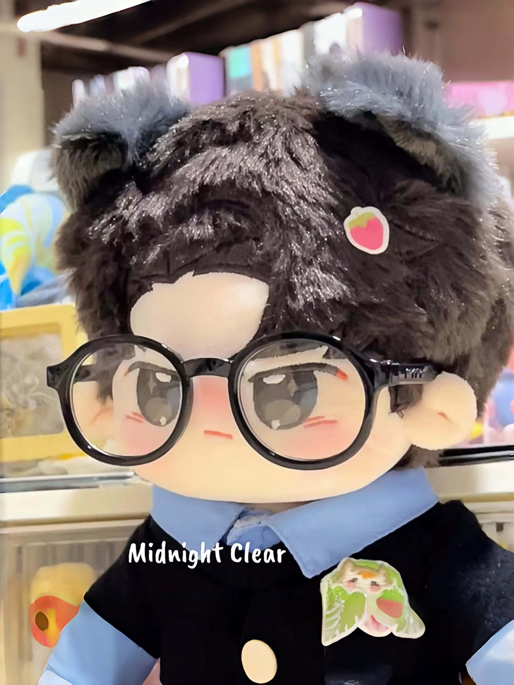 Jelly Bean Retro Round Glasses | 20cm Cotton Doll Clear & Pink Transparent Accessories