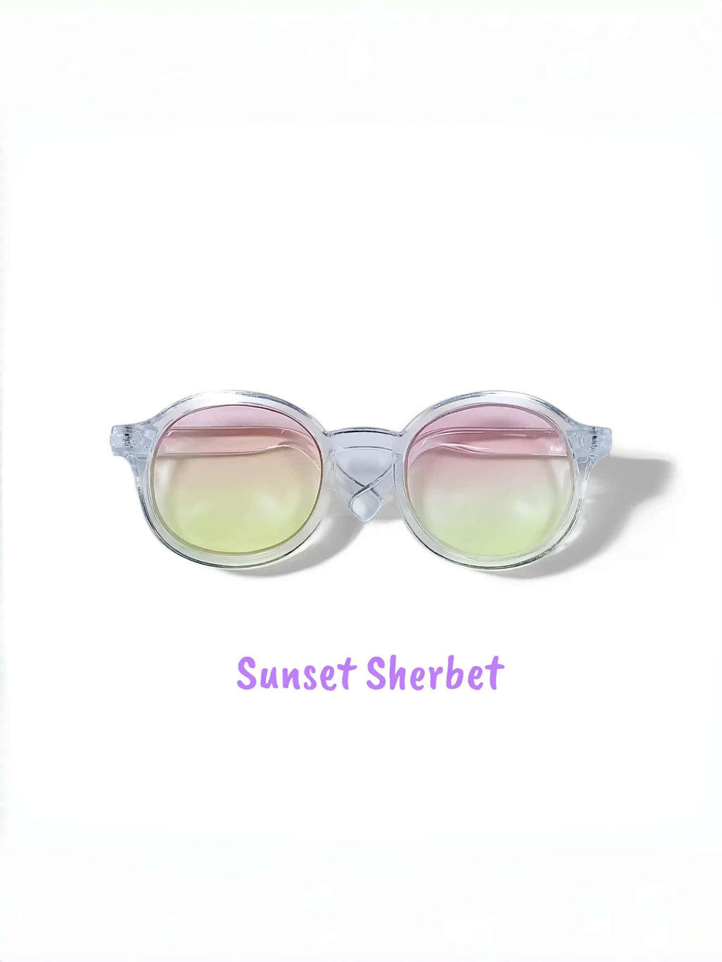 Jelly Bean Retro Round Glasses | 20cm Cotton Doll Clear & Pink Transparent Accessories