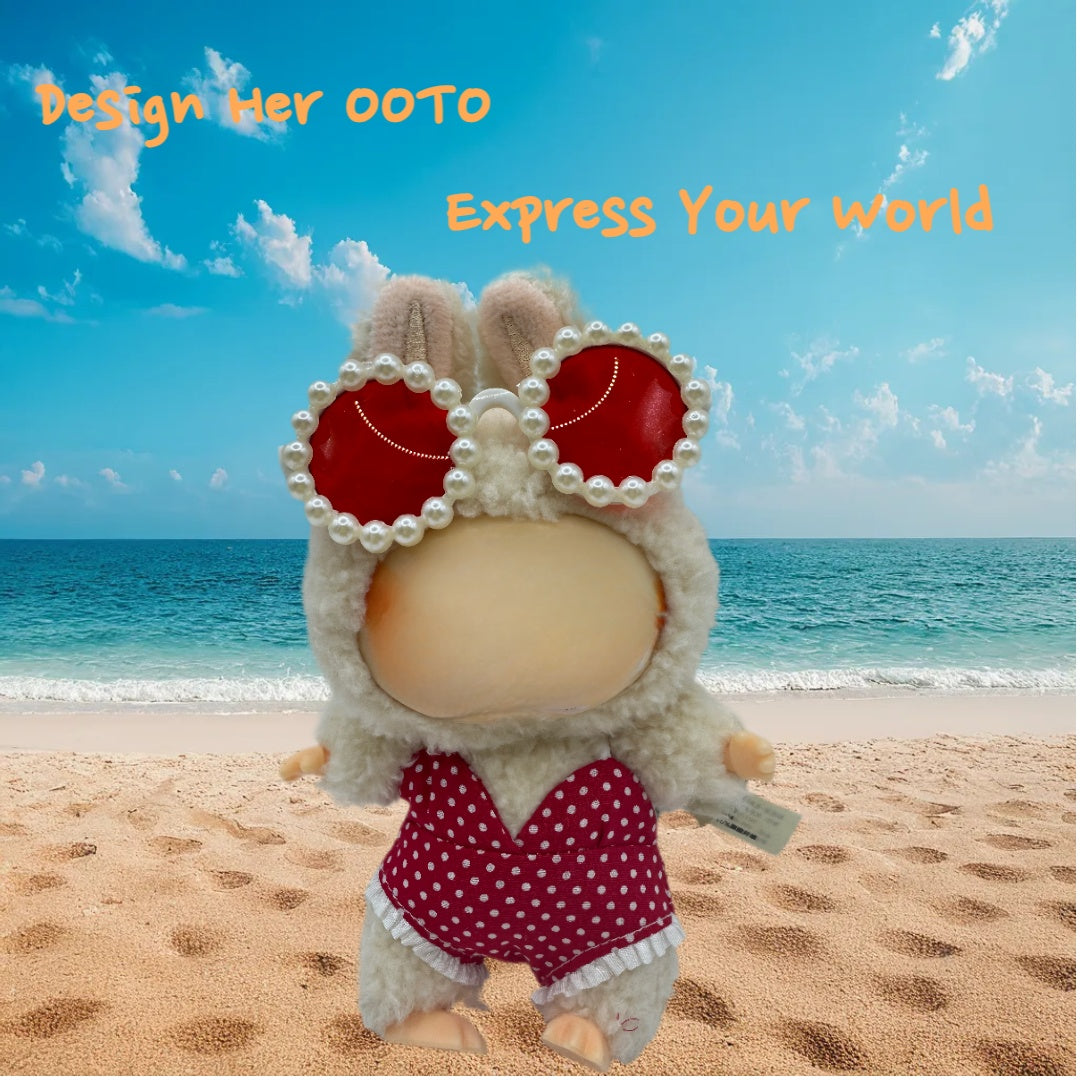 （No Doll)Cute Clothes Set for 17cm Doll – Chic Style Doll Outfit with Swimming Ring，Sunglasses, and Bikini – Kawaii Doll Clothes Accessories for Collectors & Fans