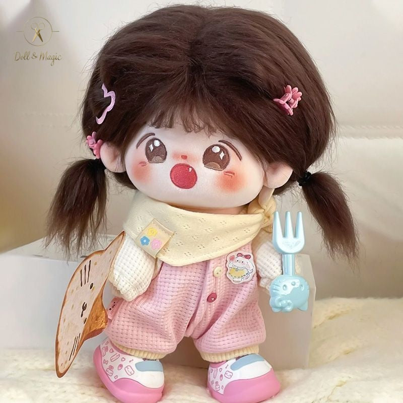 (No Doll)20cm Plush Doll Clothes 3PCS Set – Kawaii Casual Outfit for Stuffed Animal, DIY Dress Up Costume with Accessories
