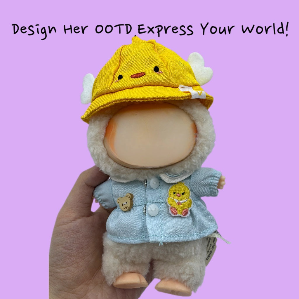 （No Doll)Cute Clothes Set for 17cm Doll – Chic Style Doll Outfit with Hat and Coat – Kawaii Doll Clothes Accessories for Collectors & Fans