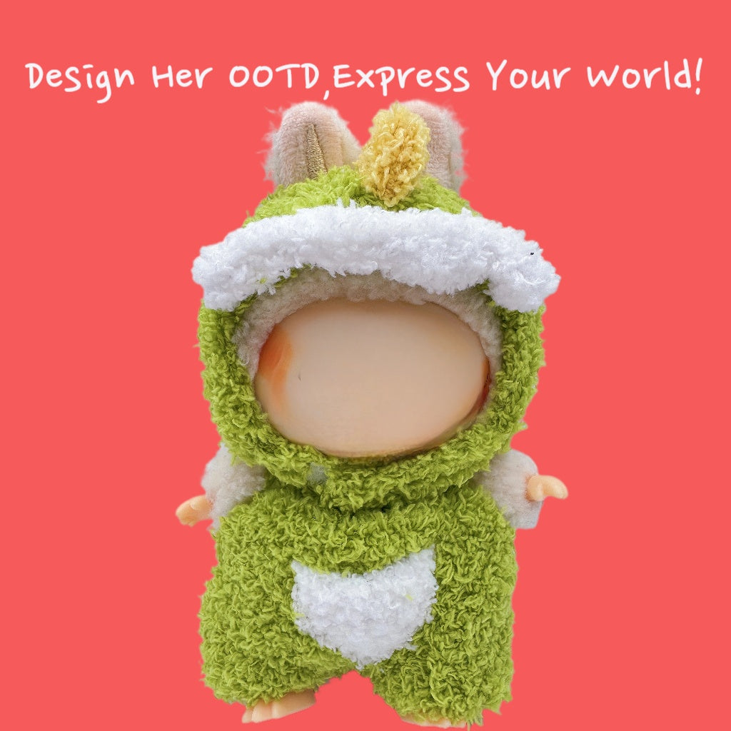 （No Doll)Cute Clothes Set for 17cm Doll – Chic Style Doll Outfit with Hat and Overalls – Kawaii Doll Clothes Accessories for Collectors & Fans